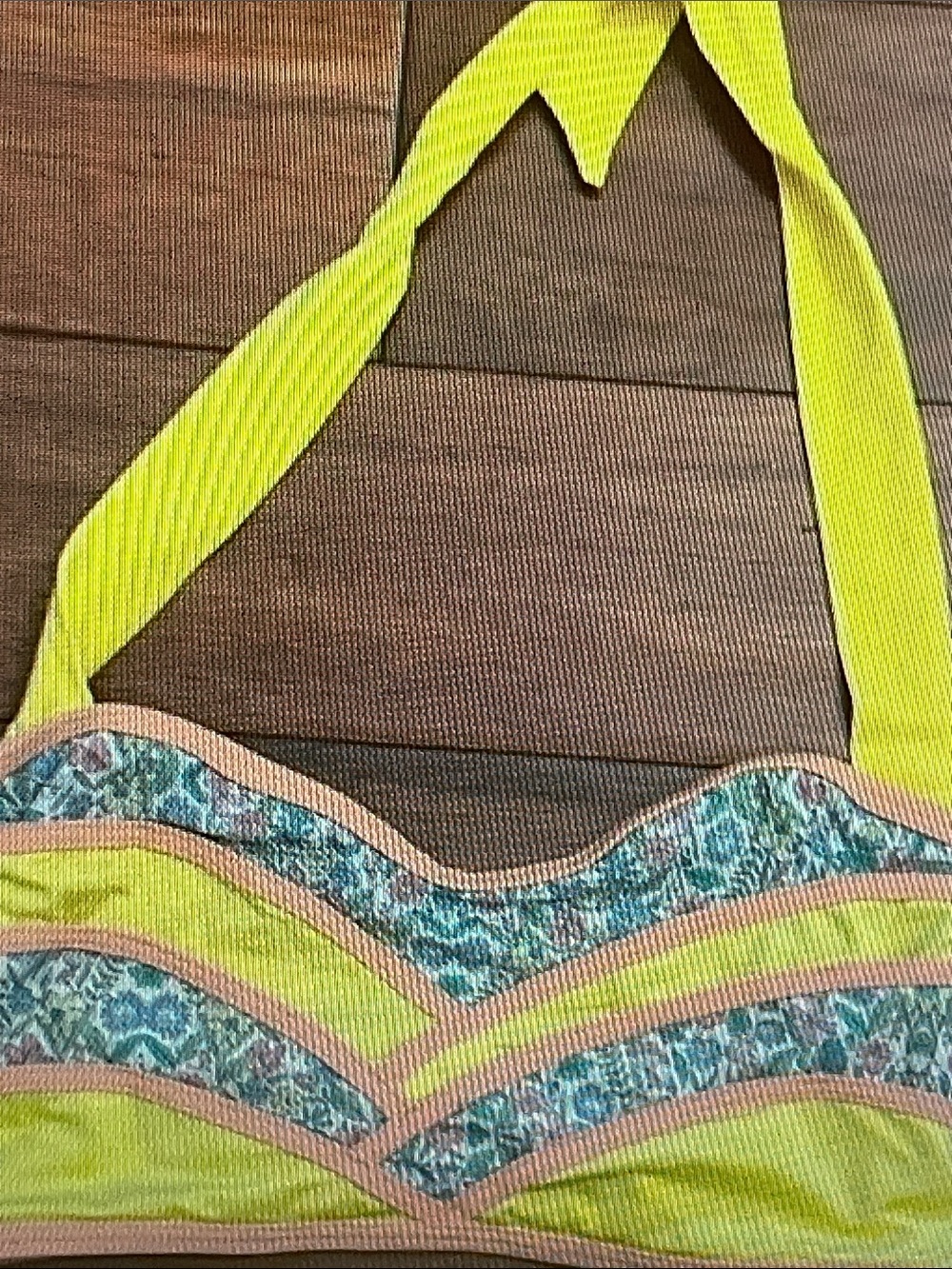 Liberty of London Neon Yellow & Teal Patterned Crop Top with Pink Trim